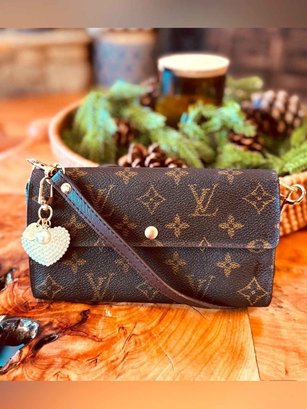Louis Vuitton Monogram Sarah Long Wallet Converted Crossbody Vintage